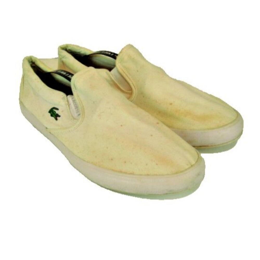 Mens Vntg Lacoste Croc Logo Casual Canvas Slip On Shoes Sneakers White sz 9.5M
